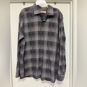 Tommy Bahama long sleeve, cotton/silk blend, oxford. Purple/gray plaid size XL